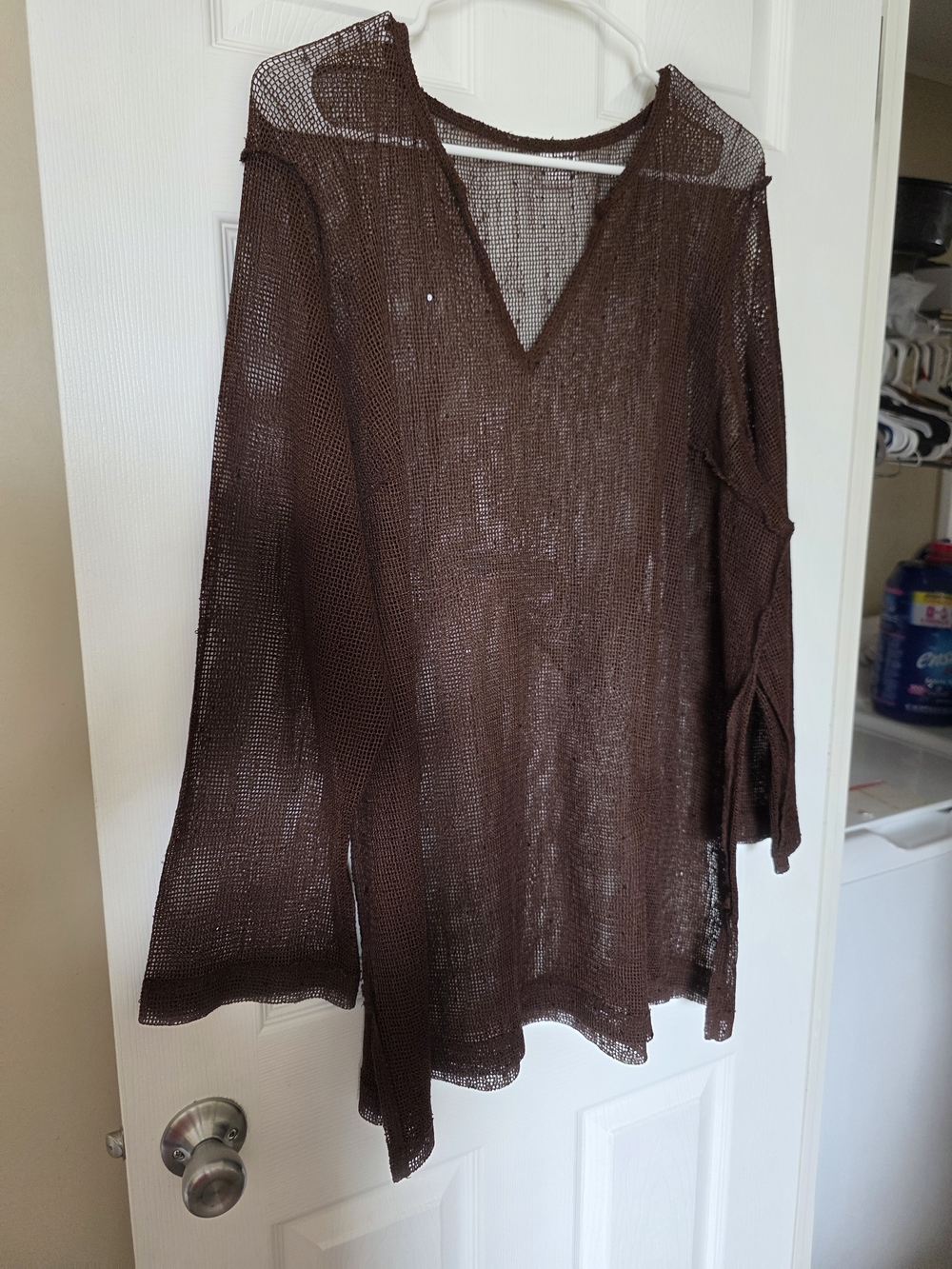 Sheer Brown Knit Tunic Top